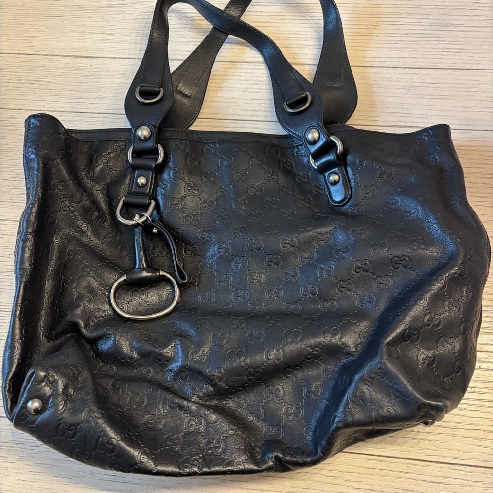 Black Leather Tote Bag